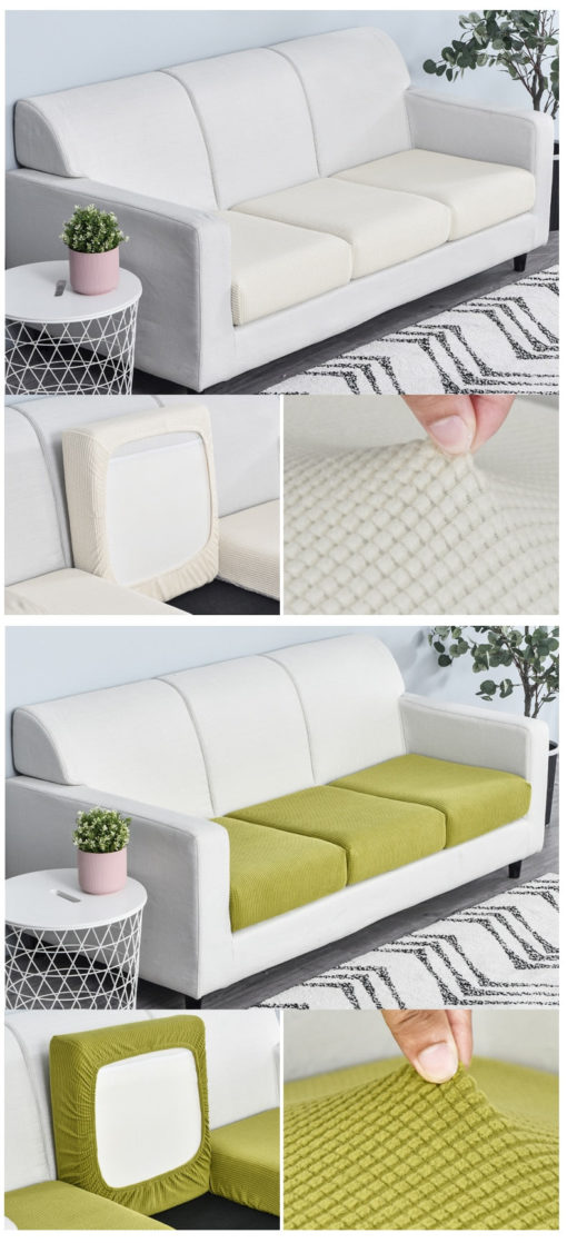 Easy Sofa Covers - Waffle Pattern - Sectional Sofa Cover with Individual Cushion Wraps